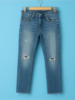 Frame Denim Women's Skinny Jeans in Medium Blue Wash with Light Distressing